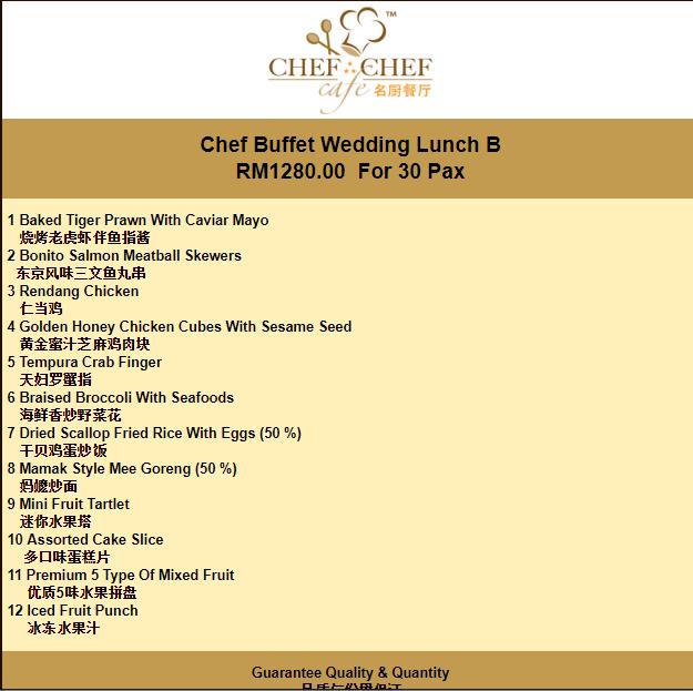 Buffet - Chef Chef Cafe Catering Buffet
