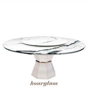 Round Marble Dining Table - Carries Jade-like Vein Premium Marble