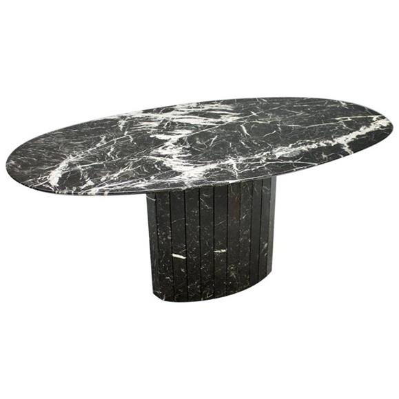 Beautiful Black - Black Oval Marble Dining Table