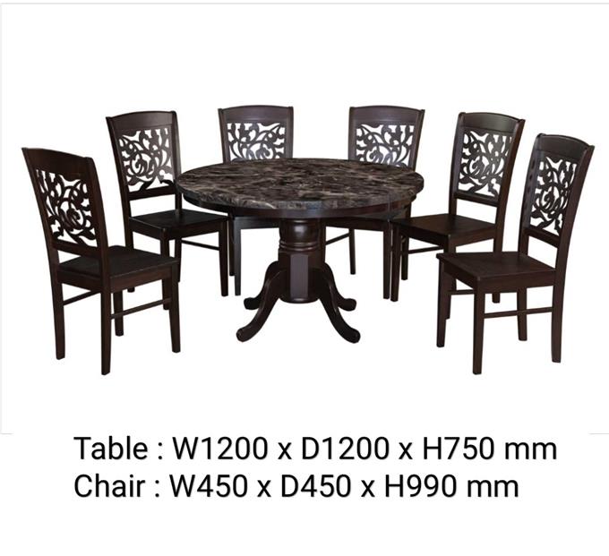 Marble Table Top - Solid Wood Dining Set