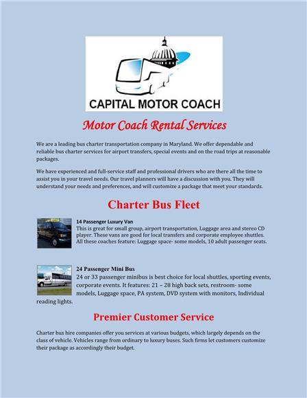 Motor Coach Rental - Reliable Bus Charter Services