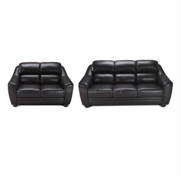 Leather Sofa Set - Meranti Wood High Density Foam