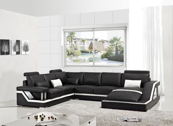 Sofa Features - Black Leather Sectional Sofa