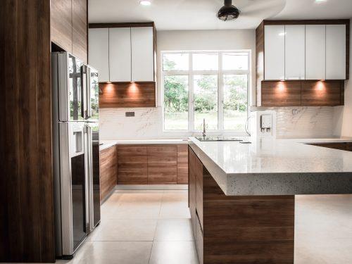Wood Finish - Melamine Wood Finish Kitchen Cabinet