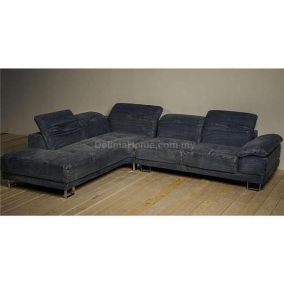 L-shape Sectional Sofa - Imported Custom Made Denim Sofa