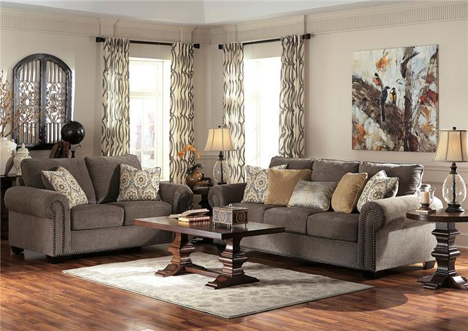 Plush Gray Chenille Upholstery Fabric - Upholstery Collection Features Black Nickel