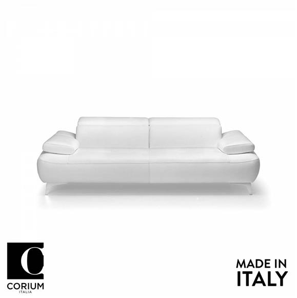 Leather Sofa - With Chrome Plated Metal Frame