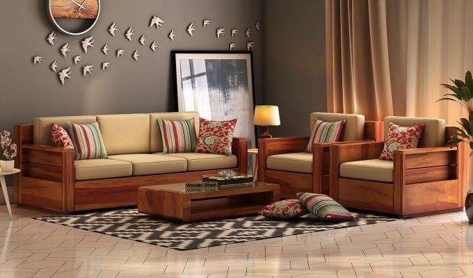 Sheesham Wood - Three Seater Sofa