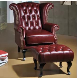 Made With Faux Leather Easy - Lythe Wing Chair With Ottoman