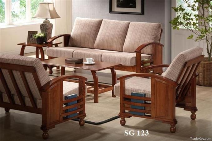 Wooden Sofa Set - Solid Rubber Wood