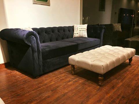 In Navy Blue - Seater Chesterfield Sofa