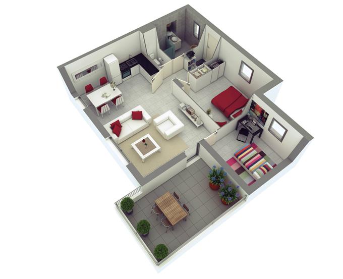 Spacious Bedrooms - Bedroom 3d Floor Plans