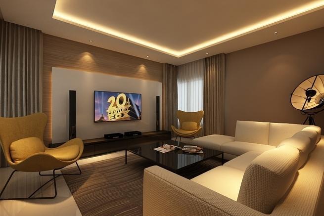Lighting Color - Living Room With Modern