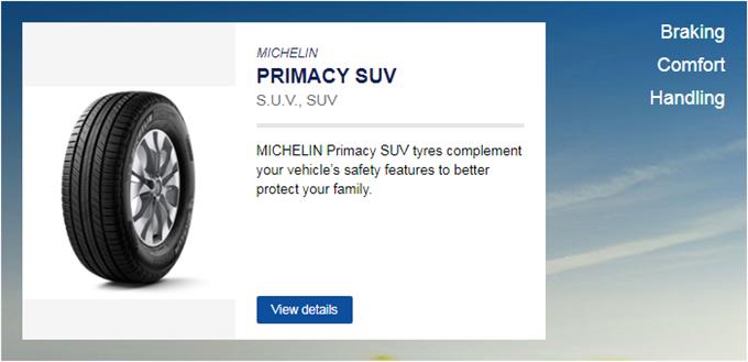 Tread Pattern Design - The Michelin Primacy Suv Tyre