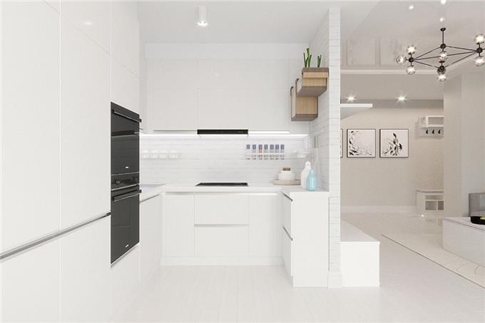 In White - White Colour Kitchen Cabinet Melamine
