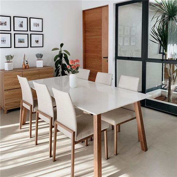 Real Wood Veneer - White Quartz Dining Table