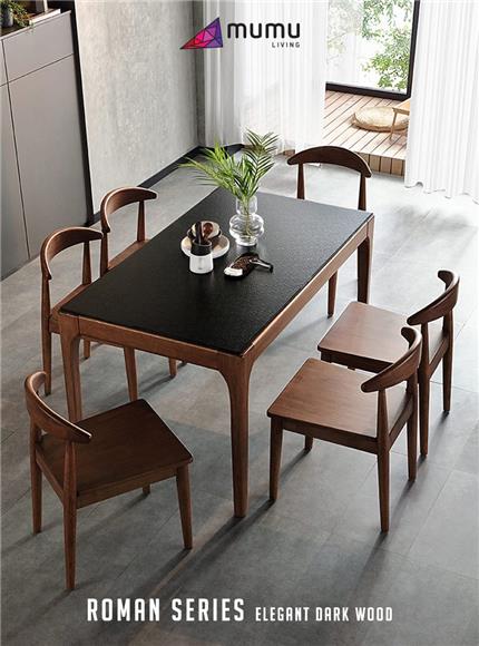 Table With Black - Solid Wood Dining Table