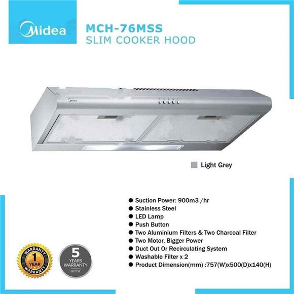 Grey - Midea Slim Cooker Hood Mch-76mss